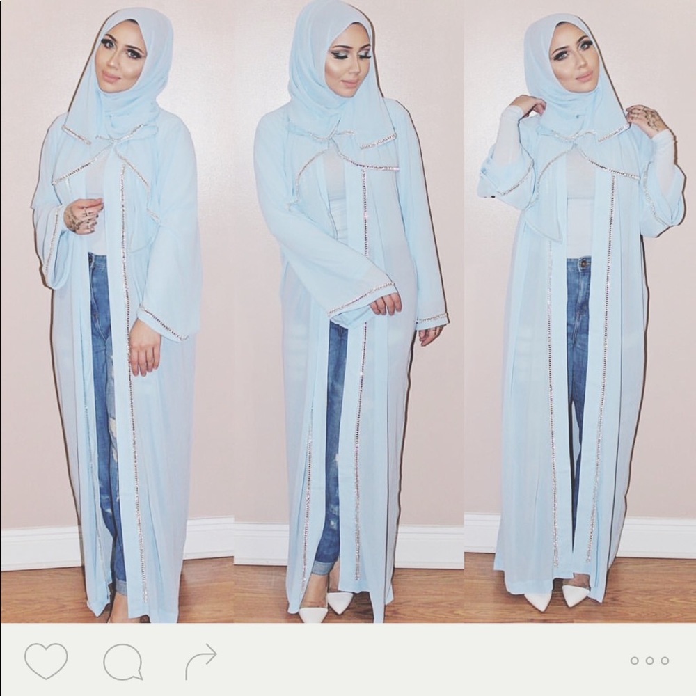 Long sleeve open Abaya dress + hijab